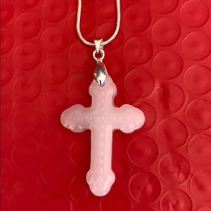 - White cross pendant necklace